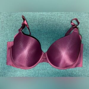 NEW Warners 01356 No Side Effects Underarm Smoothing Bra UW 36D Mulberry NWOT